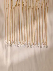 AQUASTREET 18K Gold Plated Waterproof Antitarnish Letter M Initial Pendant Necklace