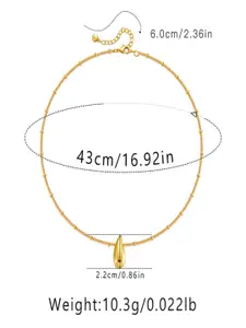 AQUASTREET 18K Gold Plated Waterproof Antitarnish Seed Drop-Shaped Pendant Necklace