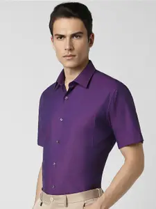Van Heusen Textured Pure Cotton Spread Collar Casual Shirt