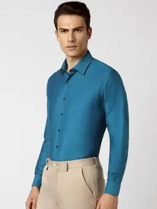 Van Heusen Slim Fit Textured Spread Collar Pure Cotton Casual Shirt
