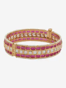 Kushal's Fashion Jewellery Gold-Plated Kundan Stone Studded Bangle