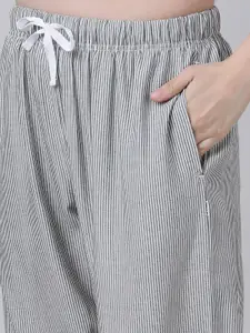 mackly Women Striped Pure Cotton Lounge Pants