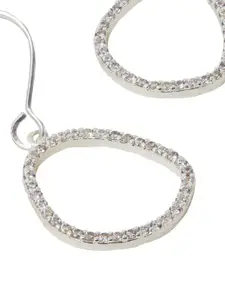 Accessorize London Women Silver Plated Cubic Zirconia Pebble Hoop Earrings