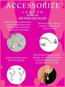 Accessorize London Women Silver Plated Chunky Pearl Drop Hoop Earrings