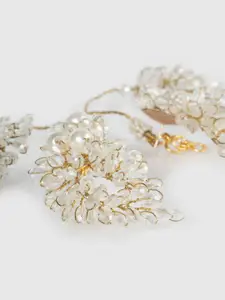 D'oro Stone Studded & Beaded Classic Drop Earrings