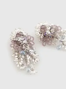 D'oro Metal Beads & Stone Studded Contemporary Drop Earrings