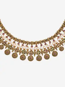 Kushal's Fashion Jewellery Gold-Plated Stones Studded & Beads Beaded Antique Necklace