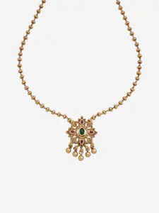 Kushal's Fashion Jewellery Copper Gold-Plated Antique Necklace