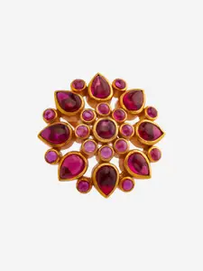 Kushal's Fashion Jewellery 92.5 Pure Silver Gold-Plated Floral Pendants