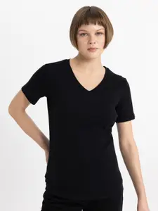 DeFacto V-Neck Pure Cotton Casual T-shirt