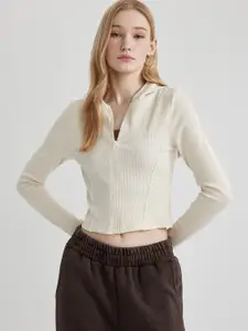 DeFacto Hooded Front-Open Sweatshirt