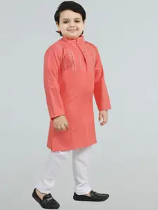 BT DEZINES Boys Embroidered Regular Thread Work Kurta with Pyjamas