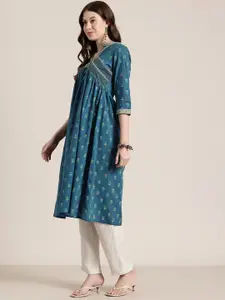 HERE&NOW Printed Gotta Patti Detailed Pure Cotton Kurta
