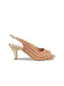 Mochi Embellished Kitten Heeled Peep Toes