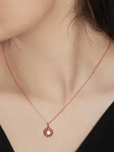 SILBERRY 925 Sterling Silver Rose Gold-Plated Pendants & Chains With Removable Stone