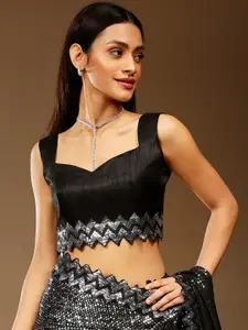 Sangria Black Embellished Pure Georgette Saree