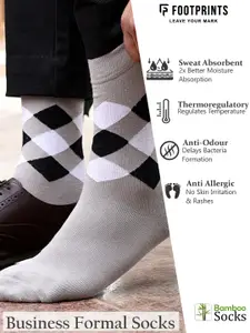 FOOTPRINTS FOOTPRINT Men 5 Pairs Printed Anti Odour Organic Cotton Calf-Length Bamboo Formal Socks