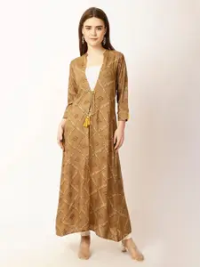 Rue Collection Printed Cotton Open Front Shrug