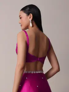 KALKI Fashion Embellished Mirror Work Satin Saree