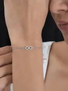 Ornate Jewels 925 Sterling Silver American Diamond Infinity Bracelet