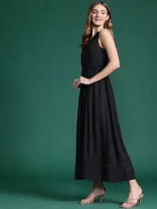 DressBerry Lace Inserts Wrap-Style A-Line Maxi Dress