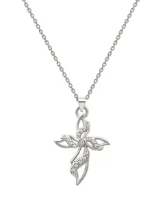 SILBERRY Rhodium-Plated 925 Sterling Silver Cubic Zirconia Pendants with Chains