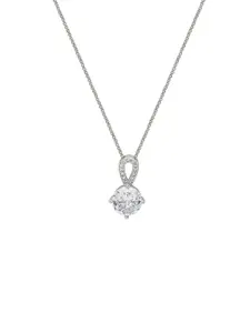 SILBERRY 925 Sterling Silver Rhodium-Plated Circular CZ Studded Pendants with Chains