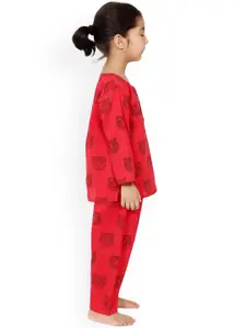 BAESD Girls Conversational Printed Pure Cotton Night suit