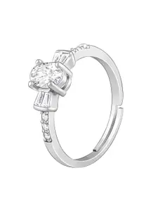 GIVA 925 Sterling Silver Rhodium Plated Stones Studded Finger Ring