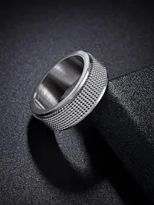 MEENAZ Men Stainless Steel Silver-Plated Band Finger Ring
