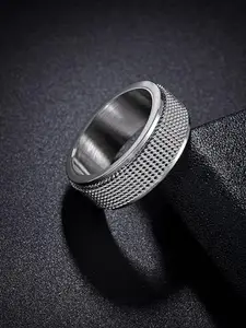 MEENAZ Men Stainless Steel Silver-Plated Band Ring