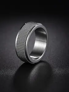MEENAZ Men Stainless Steel Silver Plated Double Band Ring