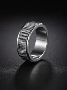 MEENAZ Men Stainless Steel Silver-Plated Finger Ring