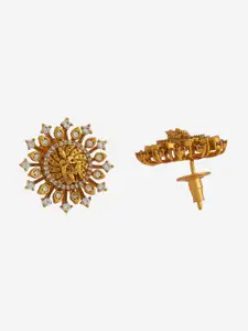 Kushal's Fashion Jewellery Gold Plated Cubic Zirconia Studs Earrings