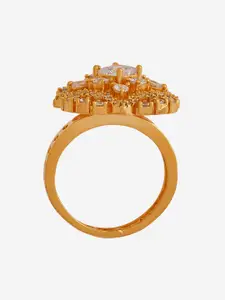Kushal's Fashion Jewellery Rose Gold Plated Cubic Zirconia Embellished Bridal Finger Ring