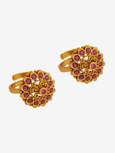 Kushal's Fashion Jewellery Gold-Plated Stone-Studded Toe Rings