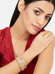 ATIBELLE Set Of 4 Gold-Plated Kundan stone Studded Bangles