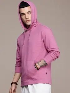 The Roadster Life Co. Pure Cotton Self Design Hooded Sweatshirt