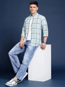 Mast & Harbour Men Standard Windowpane Checked Cotton Casual Shirt