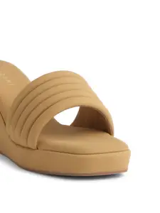 ERIDANI Textured Open Toe Wedge Heels