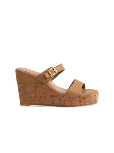 ERIDANI Open Toe Buckles Detail Wedge Heels