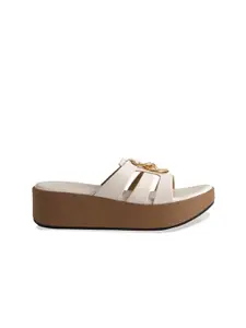 ERIDANI Embellished Open Toe Flatform