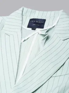 SHOWOFF Striped Single Breasted Cotton Cambric Slim-Fit Blazer