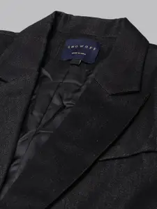 SHOWOFF Double-Breasted Notched Lapel Cotton Cambric Slim-Fit Blazer