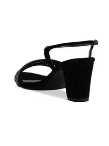 ERIDANI Embellished Open Toe Block Heels