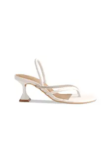 ERIDANI Embellished Open Toe Kitten Heels