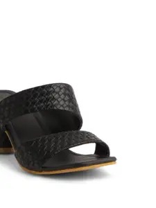 ERIDANI Textured Open Toe Block Heels