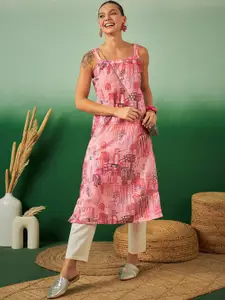 Sangria Digital Printed Shoulder Strap Straight Kurta