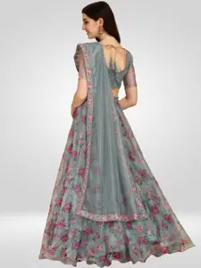 BAESD Printed Semi-Stitched Organza Lehenga & Unstitched Blouse With Dupatta