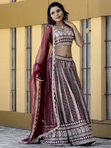 TIKODI Embroidered Thread Work Semi-Stitched Lehenga & Unstitched Blouse With Dupatta